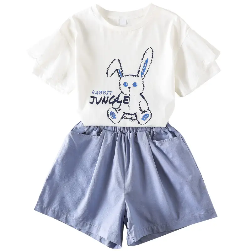 Girls Summer 2-Piece Set Cotton T-Shirt Shorts Set - Image 7