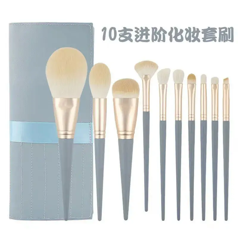 10-Piece Makeup Brush Set with Highlighter & Concealer - Image 8