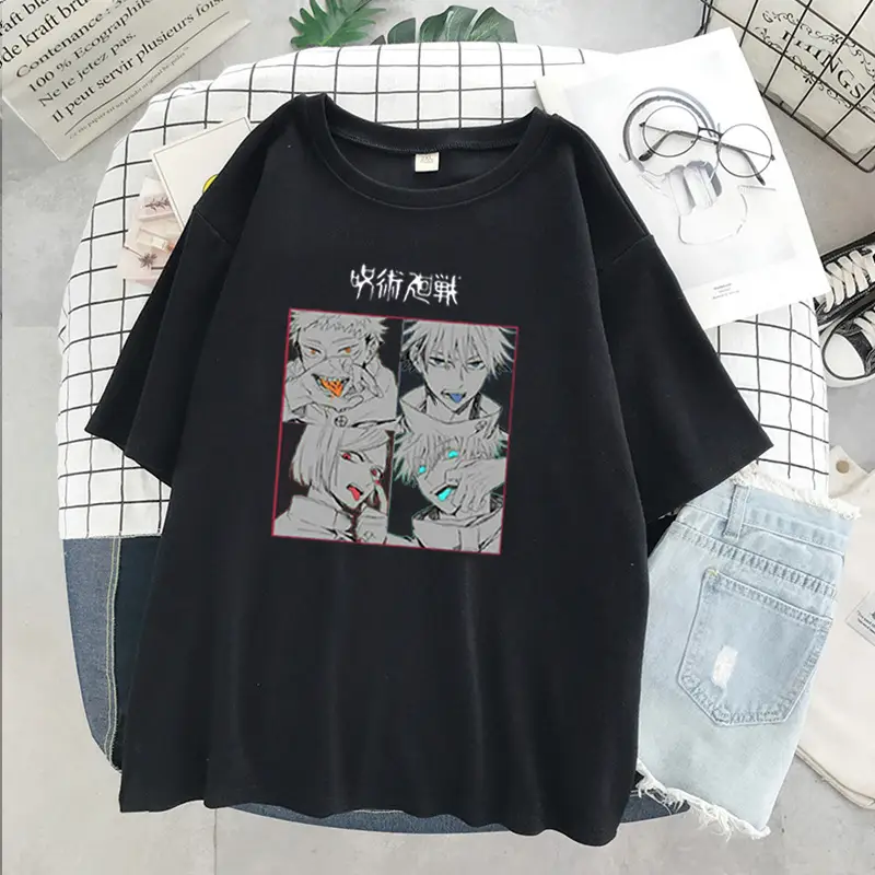 Gothic Anime Girl T-Shirt Black Manga Print