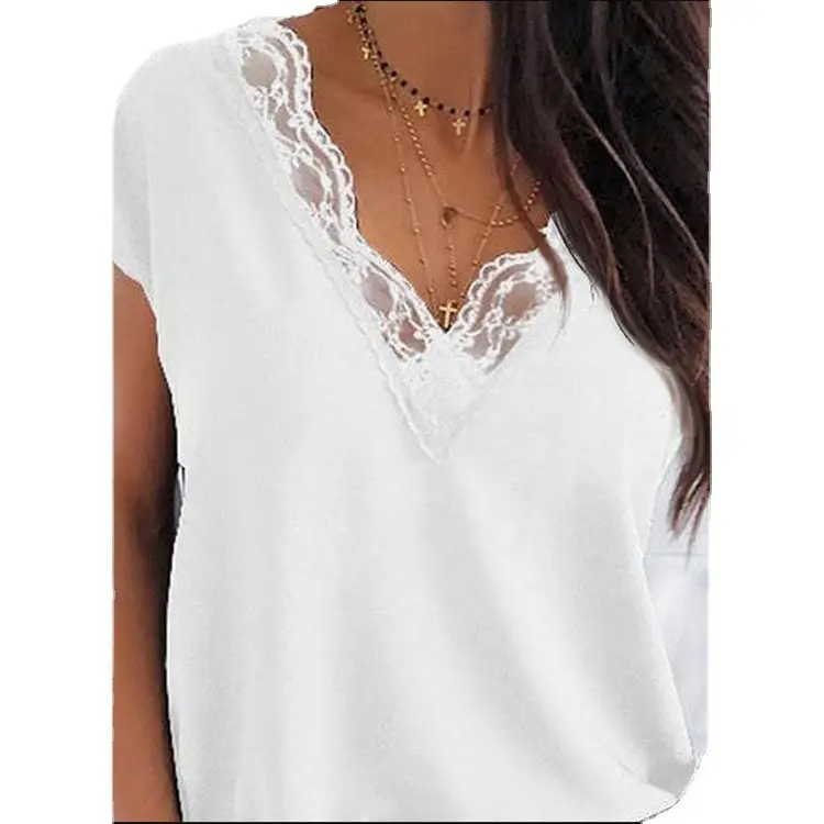 2022 Lace V-Neck White Top for Women - Image 7