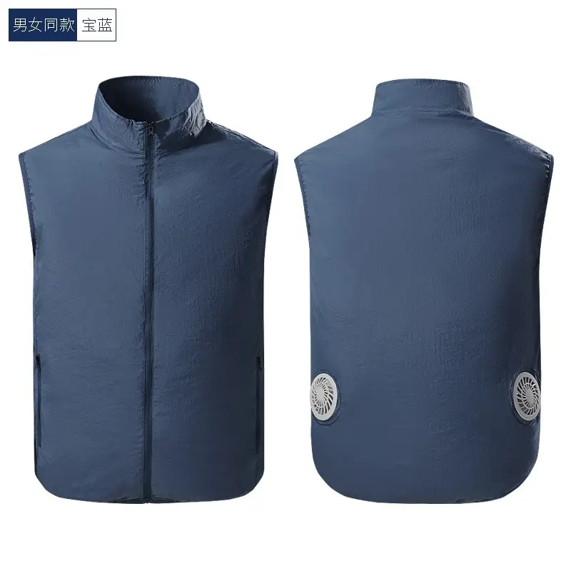 Men Women USB Charging Vest Blue Vertical Collar - Image 13