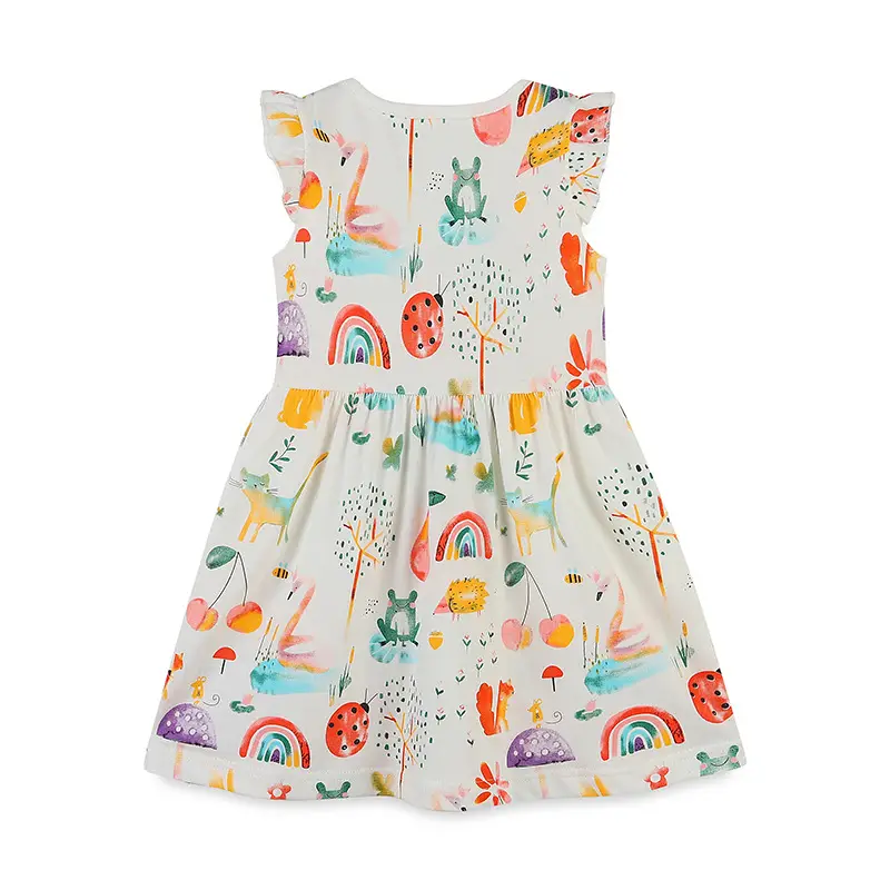 Cartoon Printed Knitted Cotton Girl's Dress - Image 8