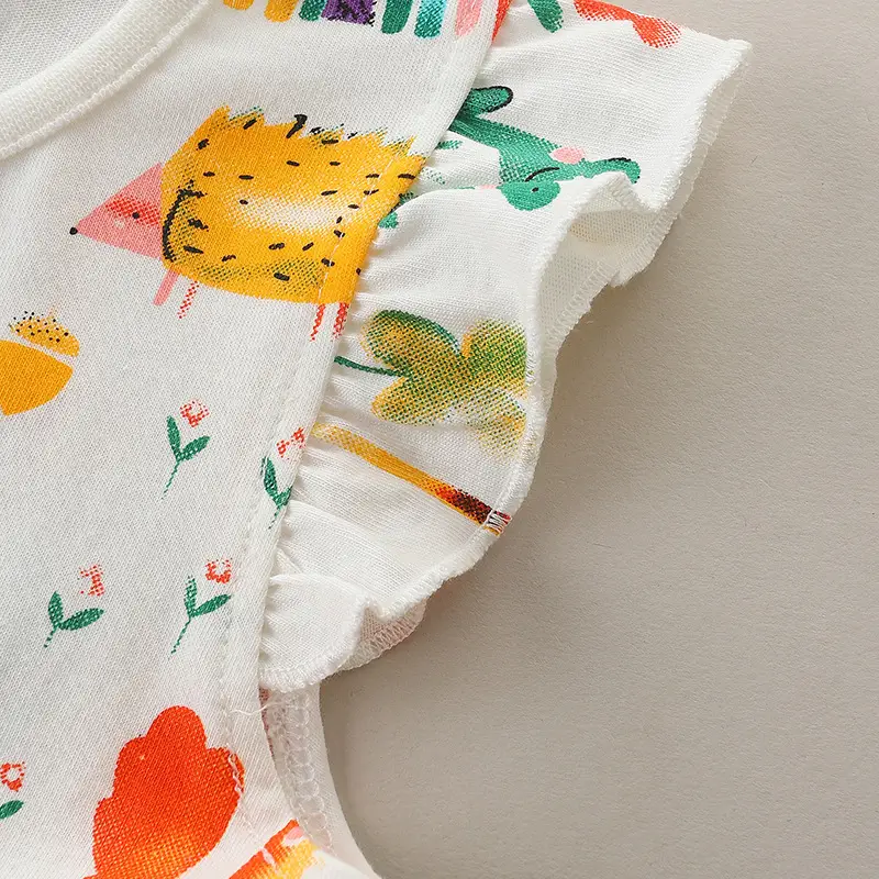 Cartoon Printed Knitted Cotton Girl's Dress - Image 10