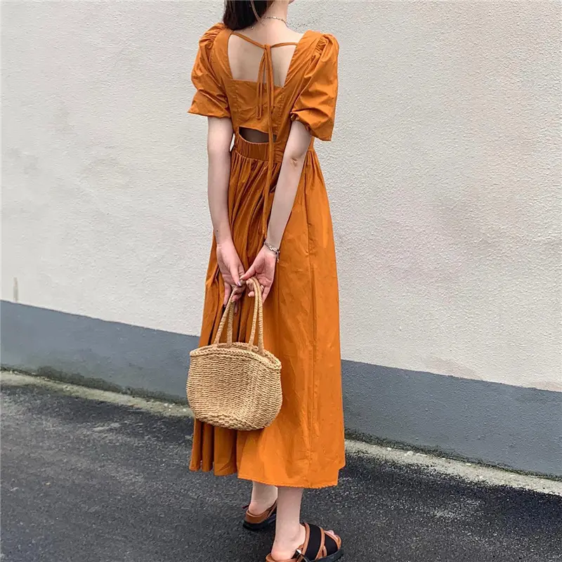 Long Skirt Dress Women Summer Korean Design Backless High Waist Slimming Look — feature 8