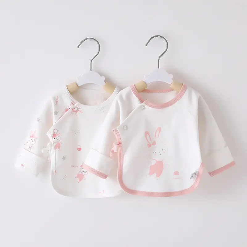 Newborn Baby Half Back Top Pure Cotton Pink Rabbit Print