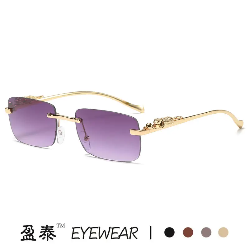 Gold Brown Square Sunglasses for Men Women - Image 11
