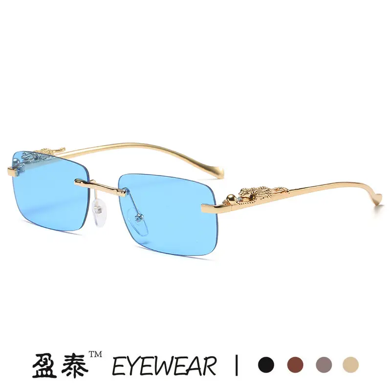 Gold Brown Square Sunglasses for Men Women - Image 14