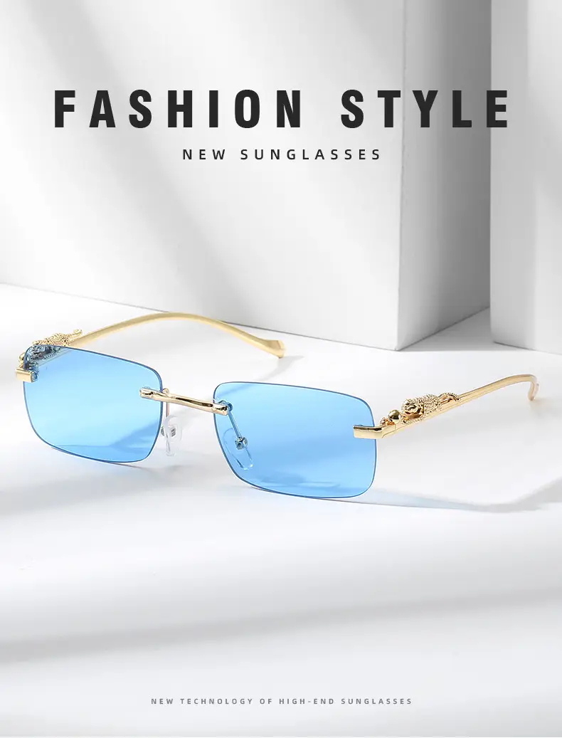 Gold Brown Square Sunglasses for Men Women — feature 11