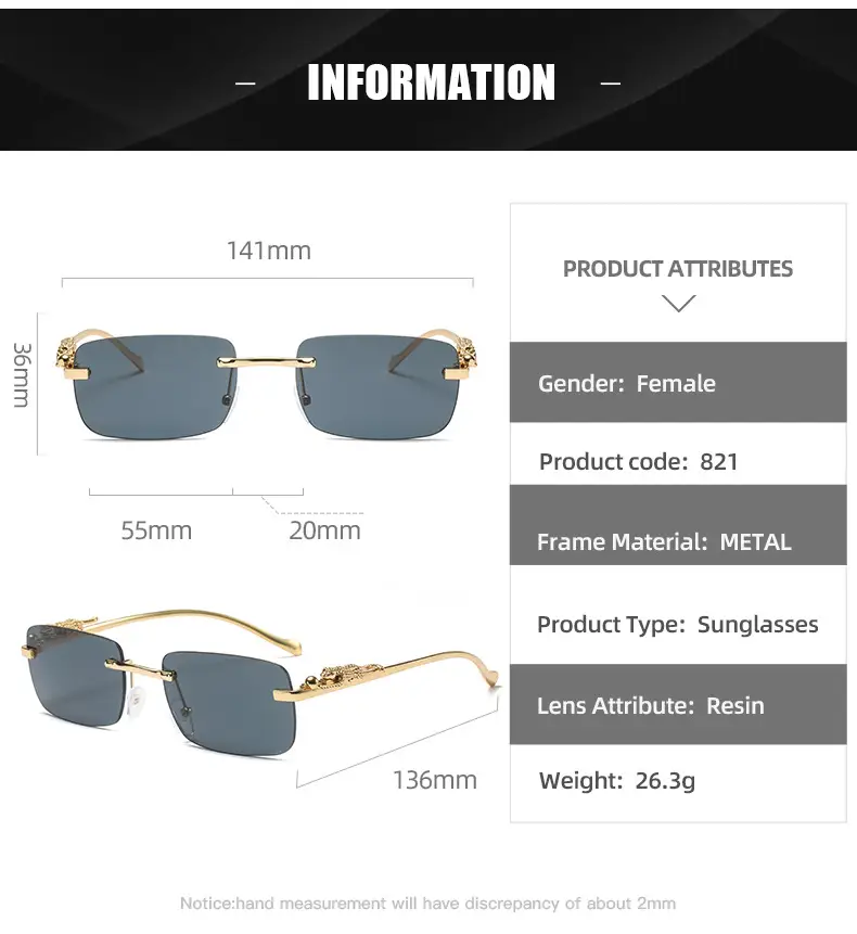 Gold Brown Square Sunglasses for Men Women — feature 12