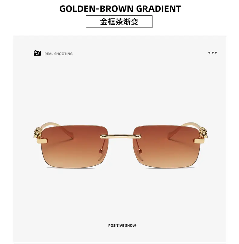 Gold Brown Square Sunglasses for Men Women — feature 20