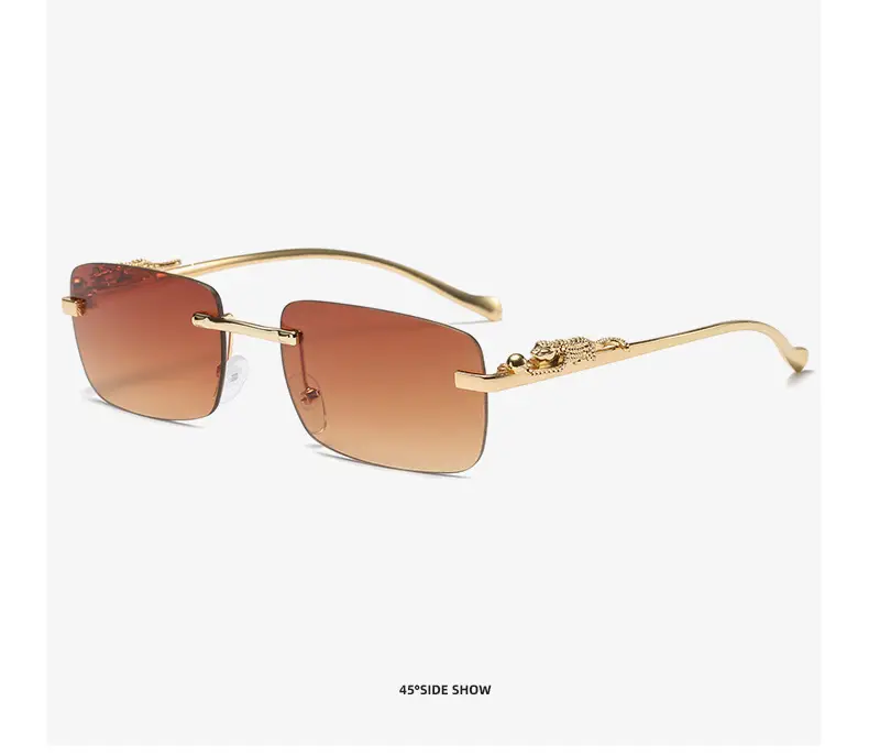 Gold Brown Square Sunglasses for Men Women — feature 21