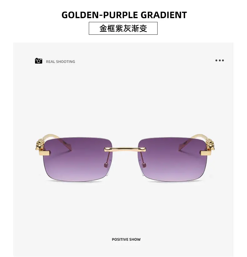 Gold Brown Square Sunglasses for Men Women — feature 22