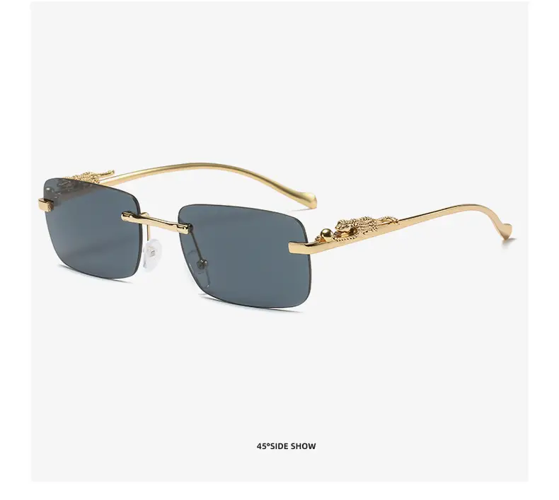 Gold Brown Square Sunglasses for Men Women — feature 25