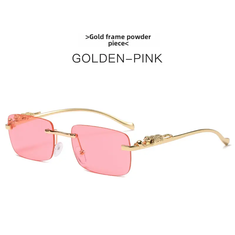 Gold Brown Square Sunglasses for Men Women