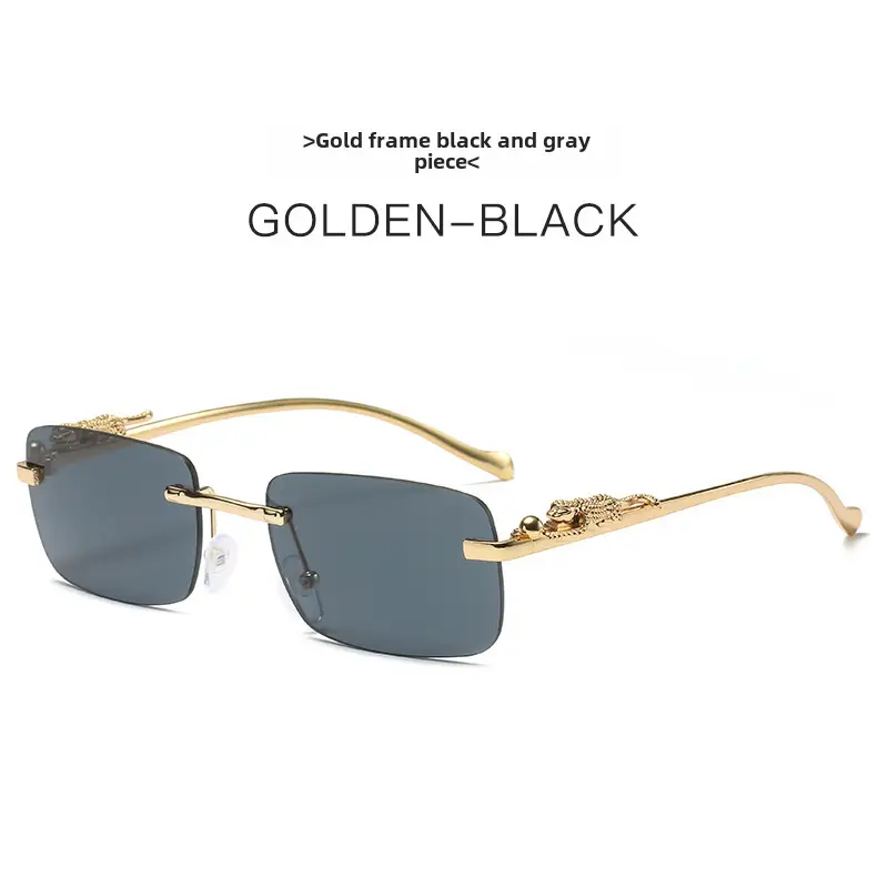 Gold Brown Square Sunglasses for Men Women - Image 3