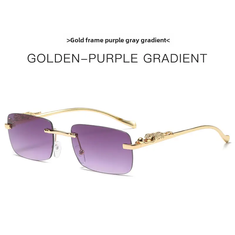 Gold Brown Square Sunglasses for Men Women - Image 6