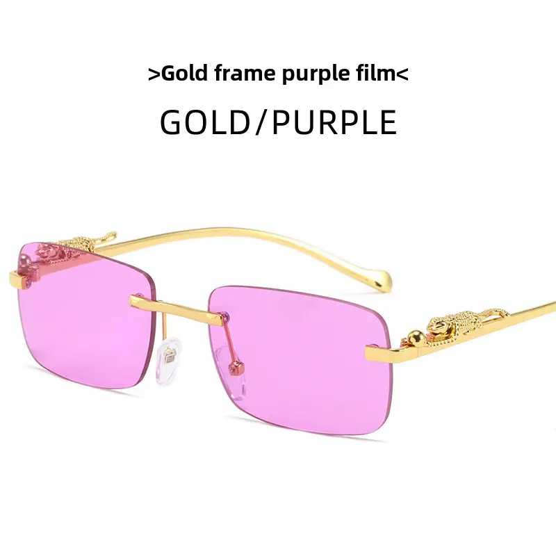 Gold Brown Square Sunglasses for Men Women - Image 7
