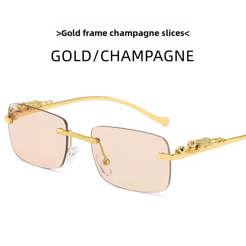Gold Brown Square Sunglasses for Men Women - Image 8