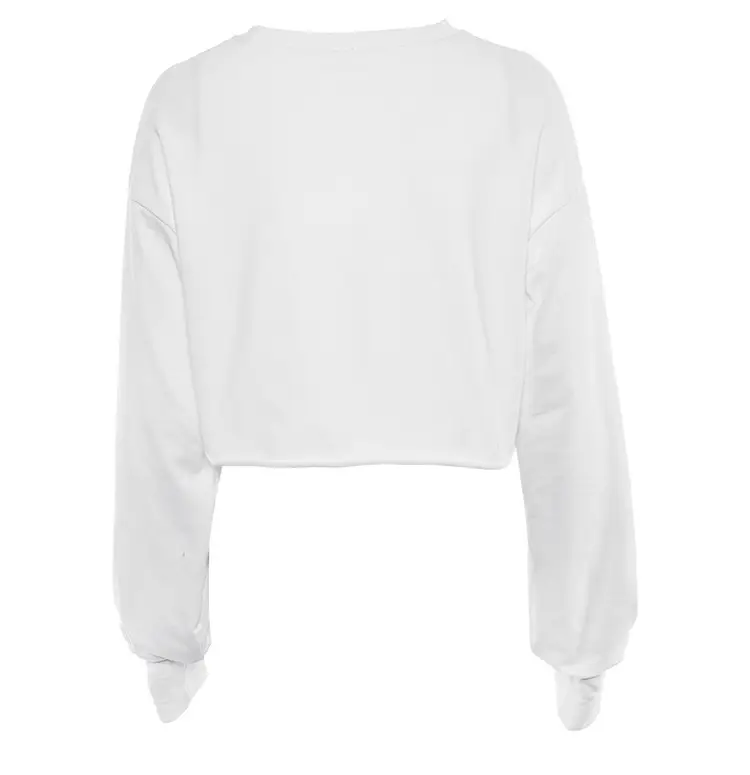 Women White Long Sleeve Sweatshirt Autumn Loose Fit — feature 12