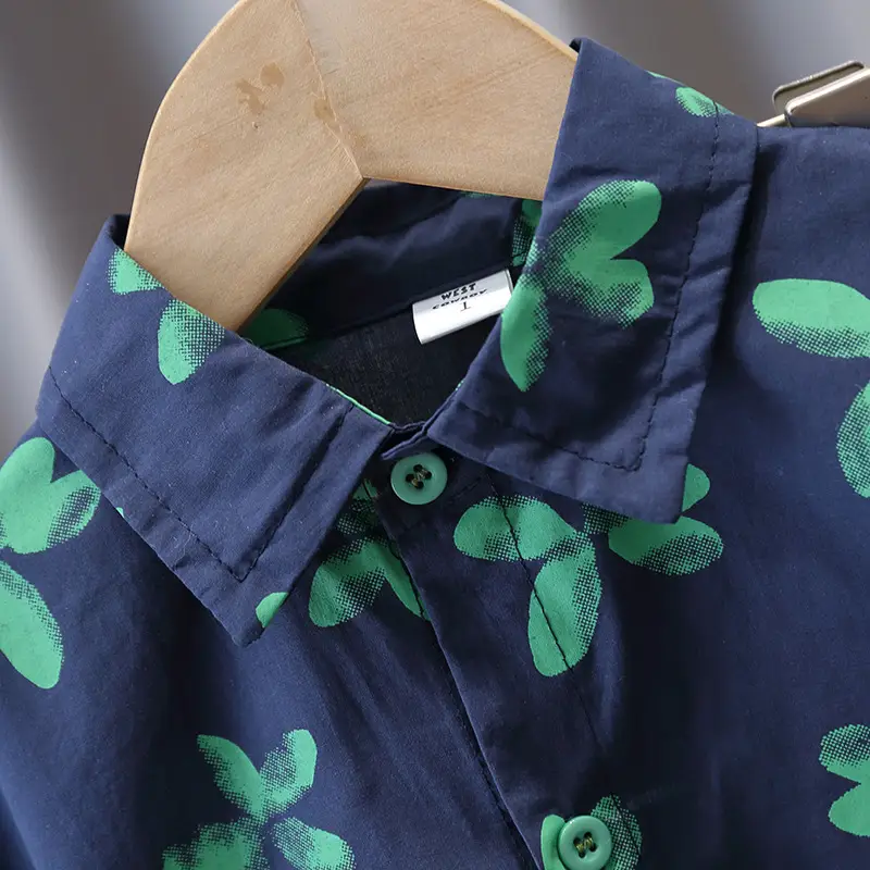 337 Boys Summer Suit Blue Green Butterfly Print 2022 - Image 3