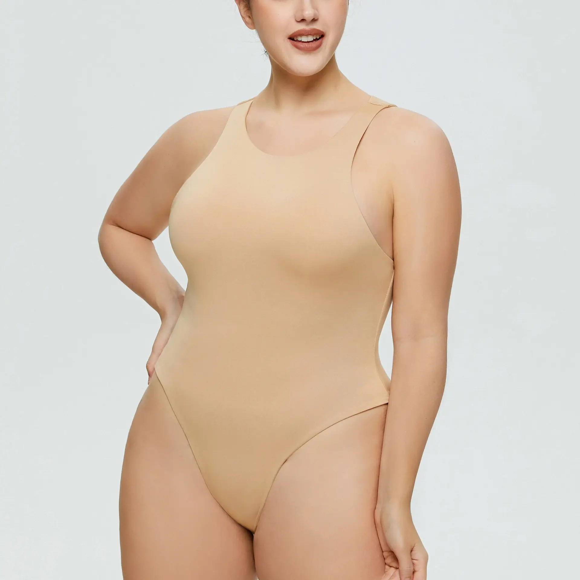 Orange Sleeveless High Fork Jumpsuit for Women — feature 23