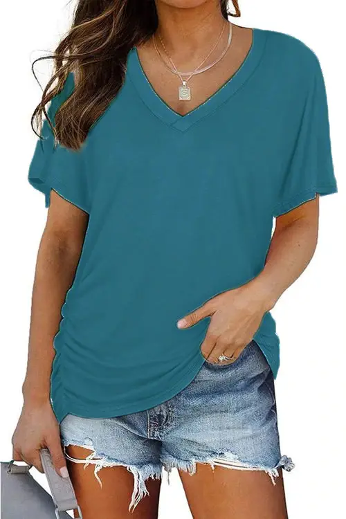 2025 V Neck Purple T-Shirt Women Cross Border - Image 10