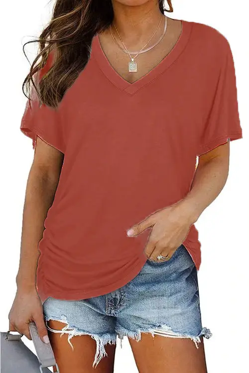 2025 V Neck Purple T-Shirt Women Cross Border - Image 11