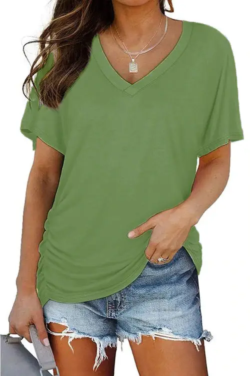 2025 V Neck Purple T-Shirt Women Cross Border - Image 2