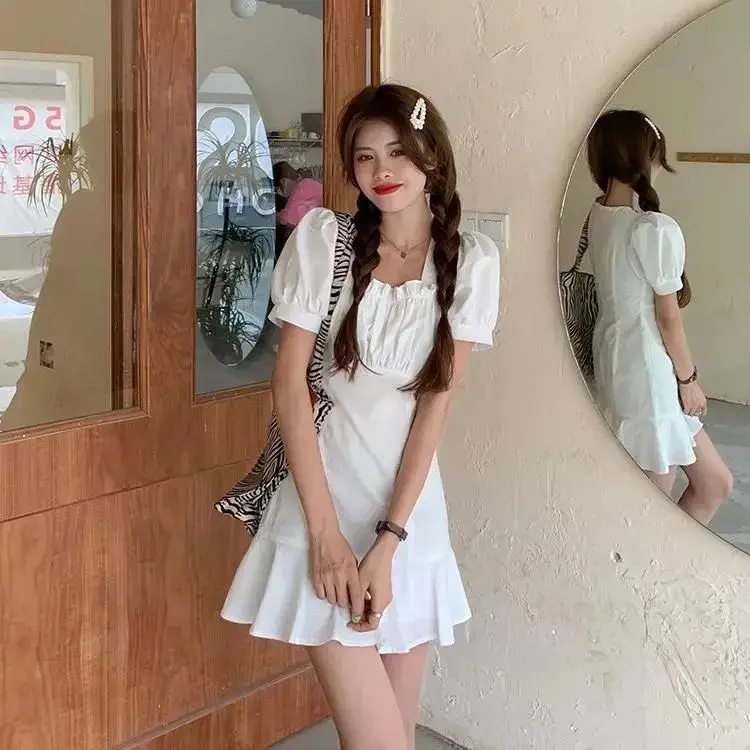 Sweet Spice Girl Puff Sleeve Dress Women Summer 2022 - Image 4