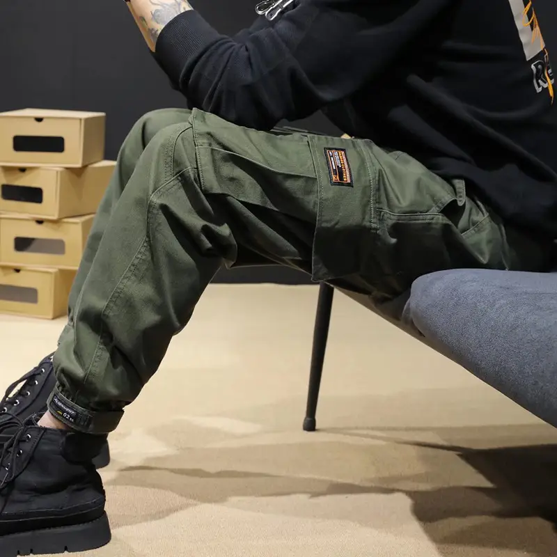 Men Black Cargo Pants 2022 Loose Fit Casual Wear - Image 3