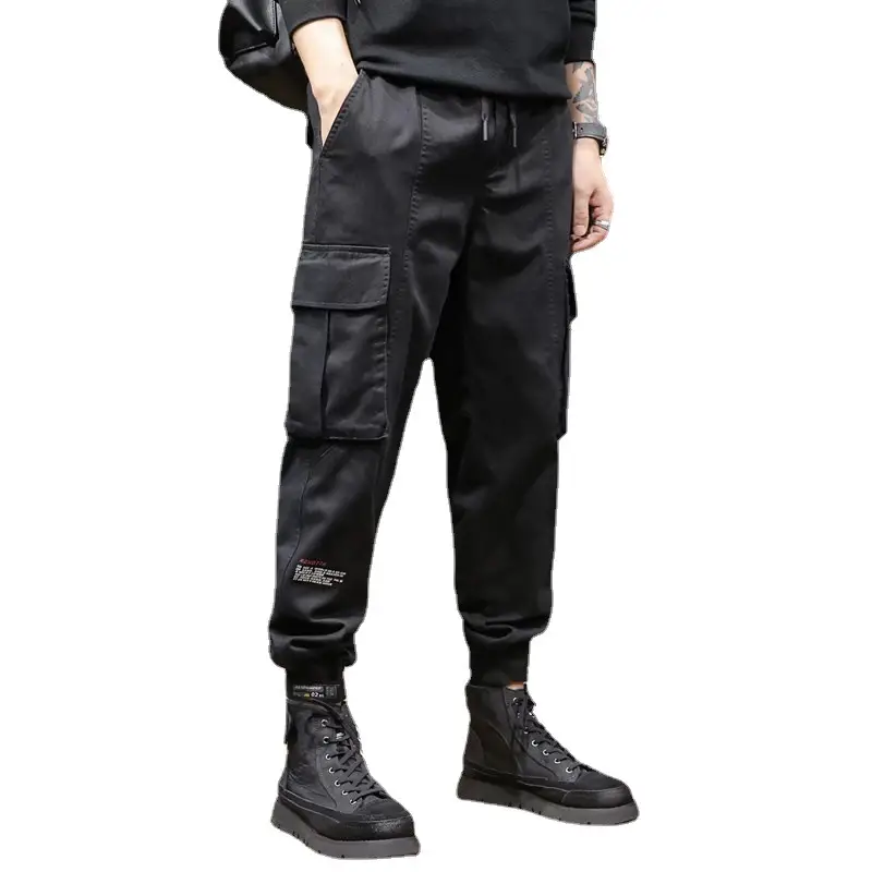 Men Black Cargo Pants 2022 Loose Fit Casual Wear - Image 5