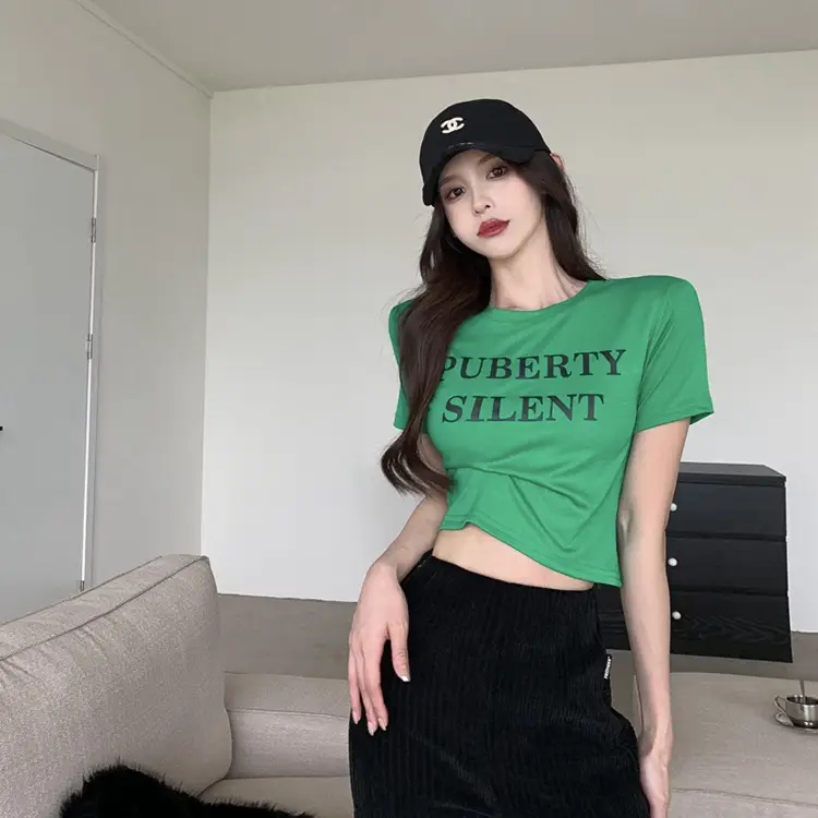 Women Short Sleeve T-Shirt Puberty Silent Green — feature 11