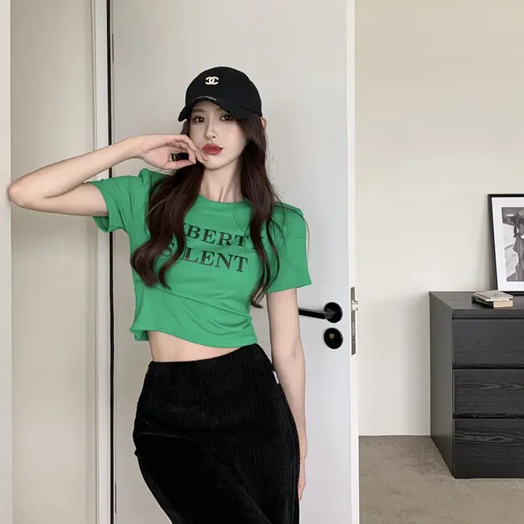 Women Short Sleeve T-Shirt Puberty Silent Green — feature 15