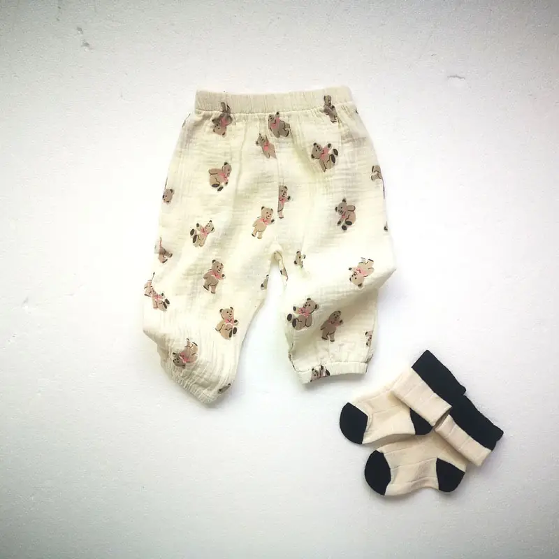 Baby Cotton Anti-Mosquito Pants Cream Spring Summer - Image 7