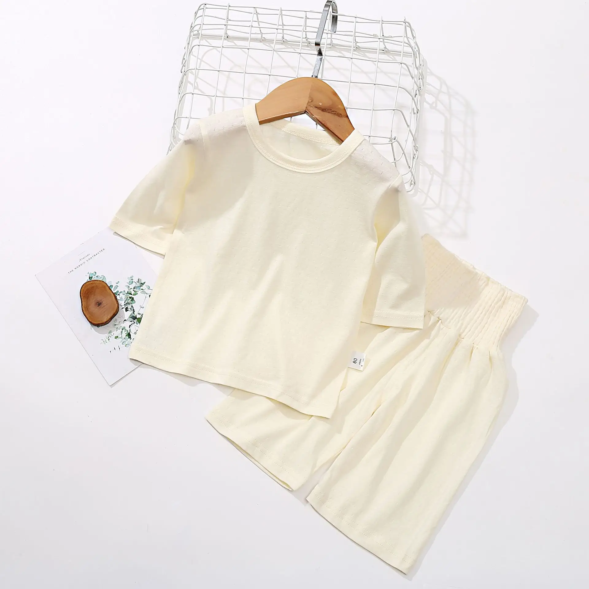 Light Blue 2-Piece Boy's Cotton Shorts Set