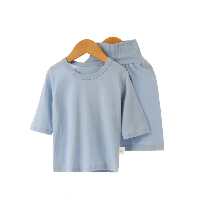 Light Blue 2-Piece Boy's Cotton Shorts Set