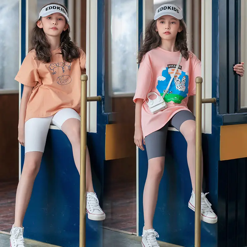 Girls Ice Silk Shark Pants Crop Summer Wear