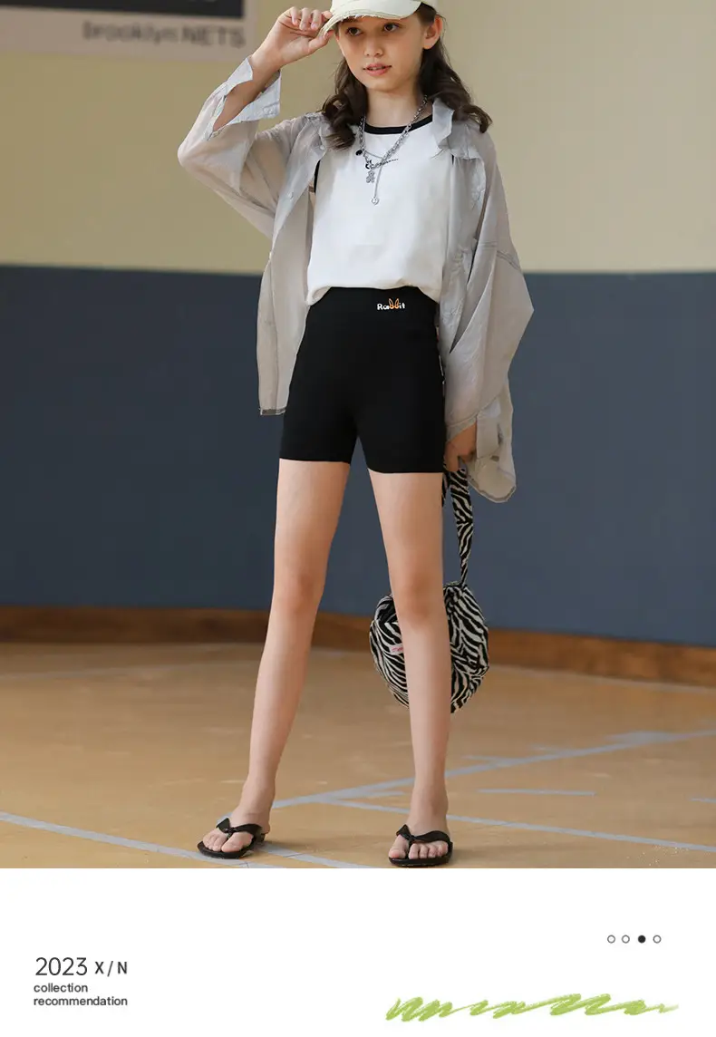 Girls Ice Silk Shark Pants Crop Summer Wear — feature 14