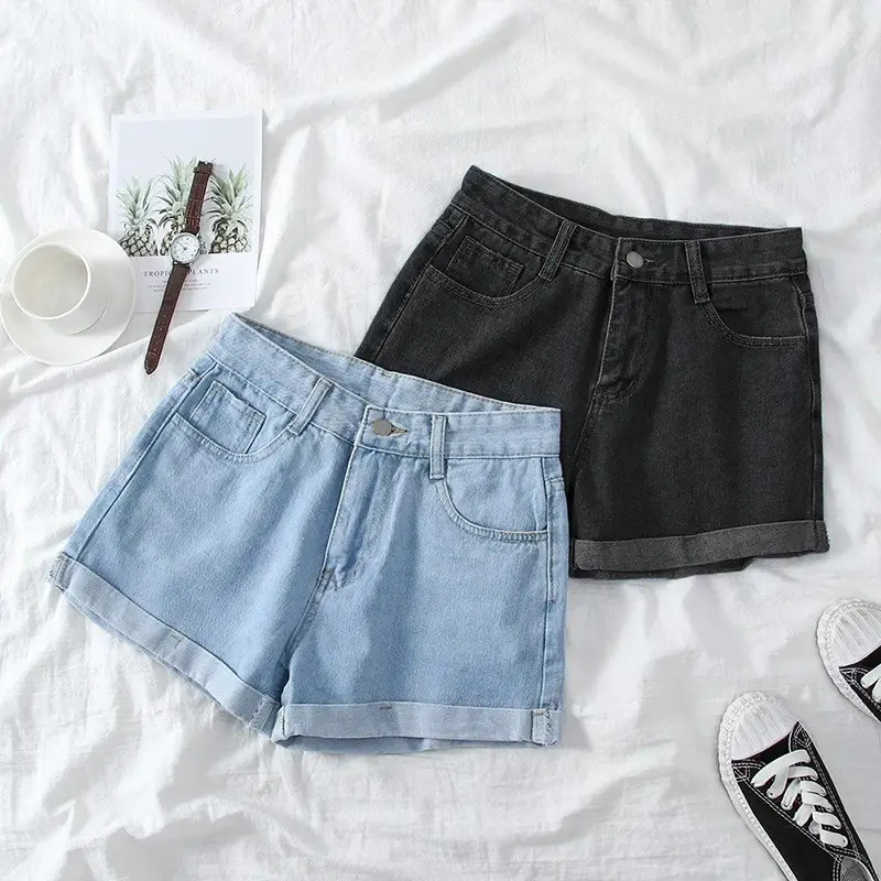 Women Wide Leg Denim Shorts Light Blue 2022 - Image 7