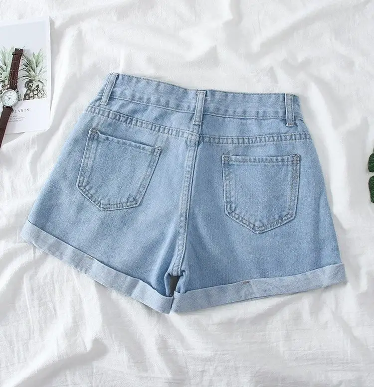 Women Wide Leg Denim Shorts Light Blue 2022 — feature 11