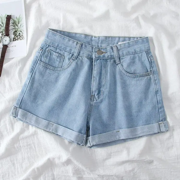 Women Wide Leg Denim Shorts Light Blue 2022 — feature 8