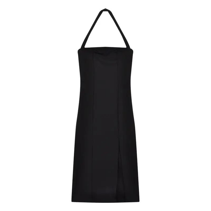 Black French Sling Dress Women Summer Hip Split Midi