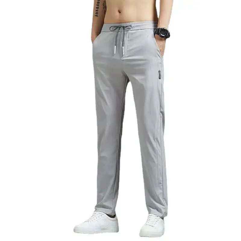 Men Grey Slim Fit Sports Trousers Large