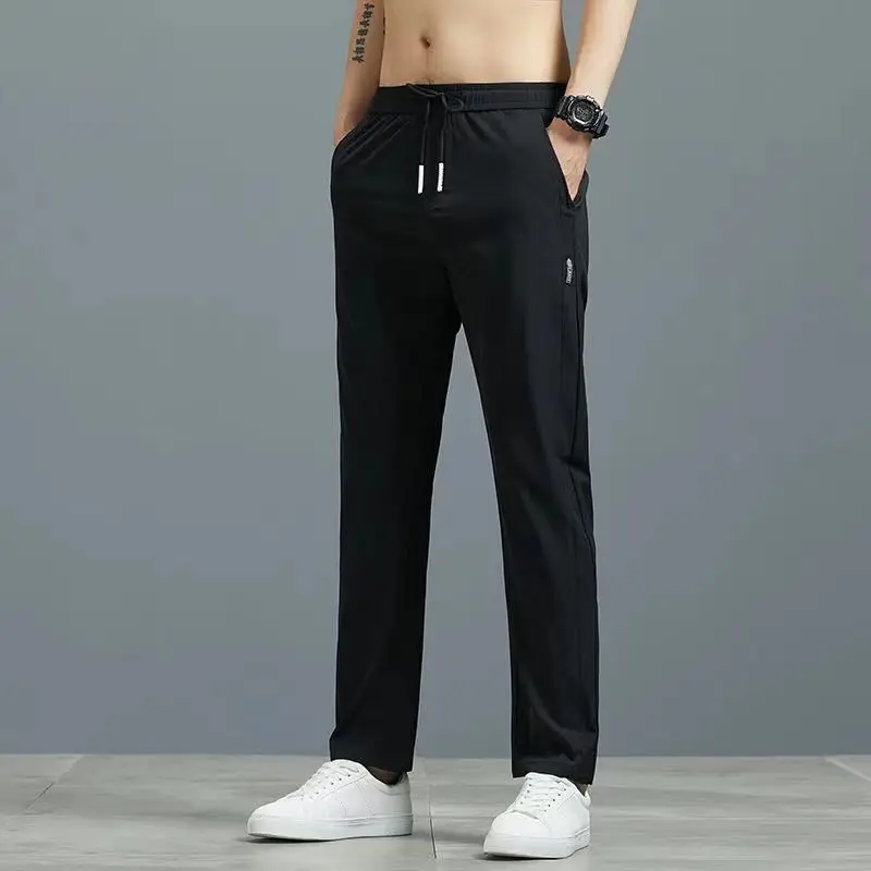 Men Grey Slim Fit Sports Trousers Large