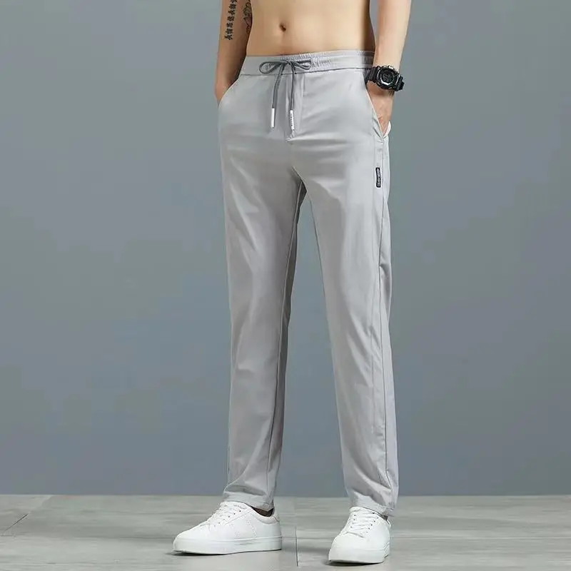 Men Grey Slim Fit Sports Trousers Large