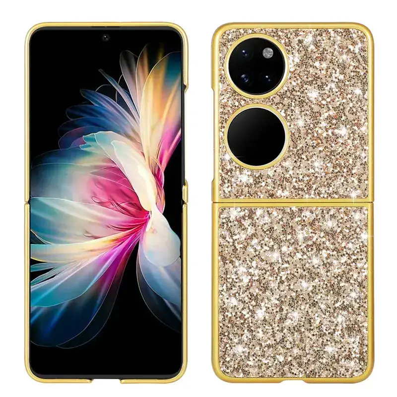Huawei P50 Rhinestone Folding Phone Case Rose Gold - Image 3