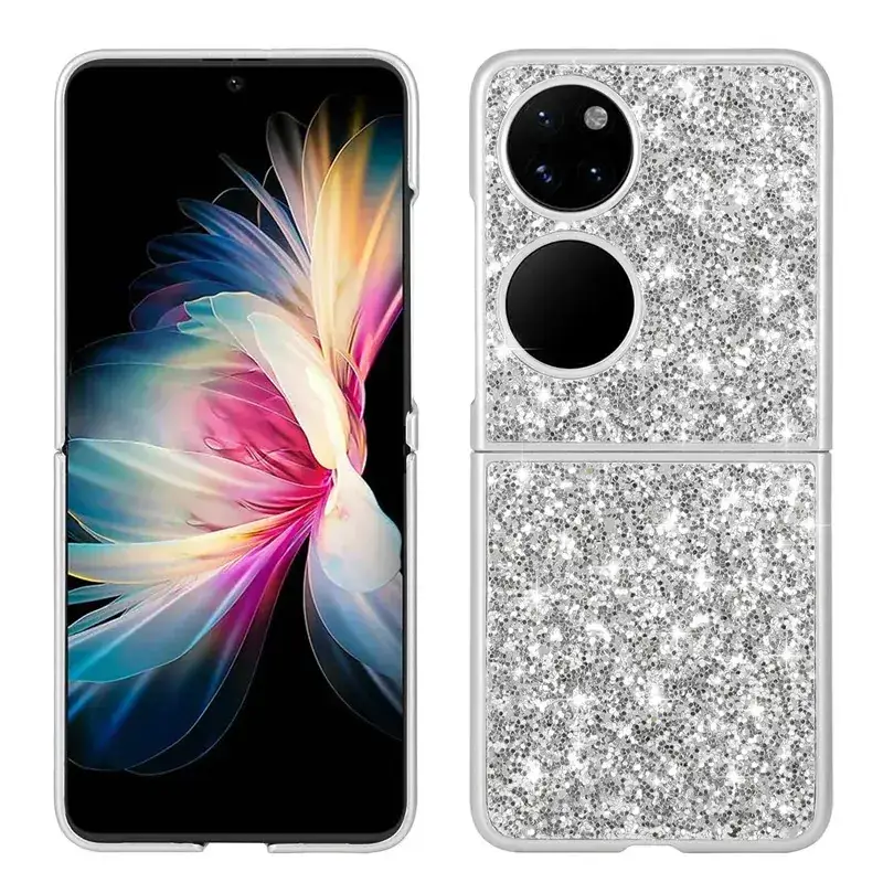 Huawei P50 Rhinestone Folding Phone Case Rose Gold - Image 4