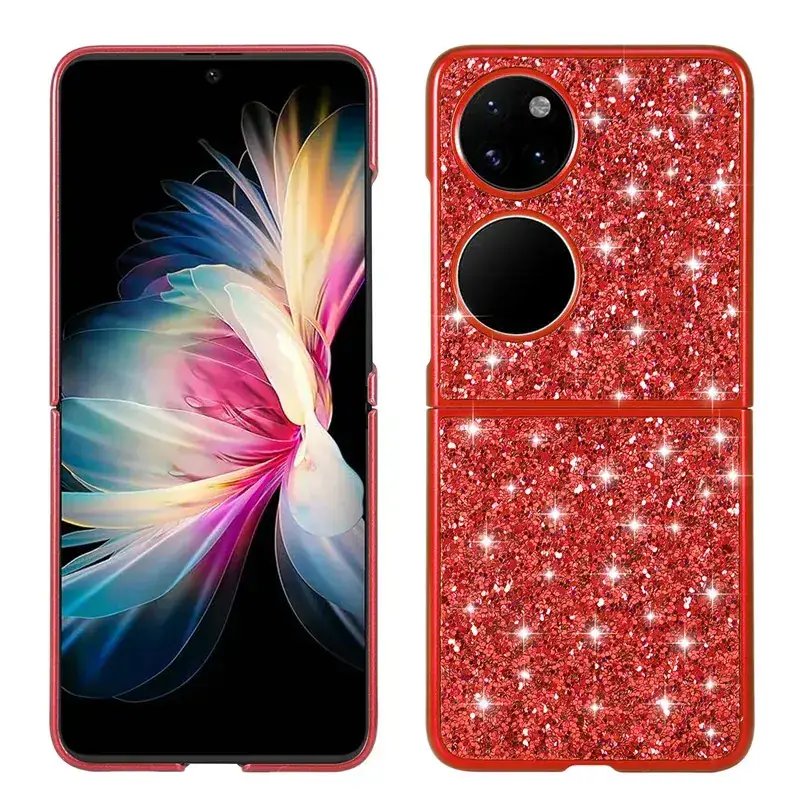 Huawei P50 Rhinestone Folding Phone Case Rose Gold - Image 5