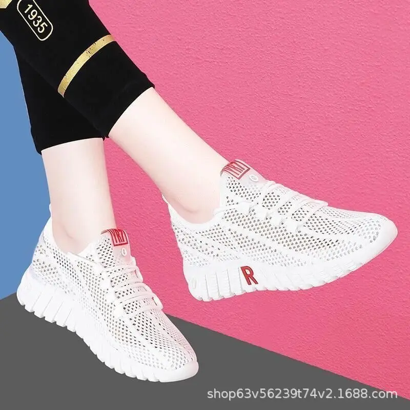 White Mesh Women's Net Shoes, Breathable, Stylish, Cross-border, Summer - Image 5