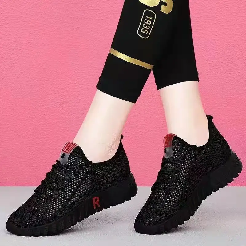 White Mesh Women's Net Shoes, Breathable, Stylish, Cross-border, Summer - Image 2
